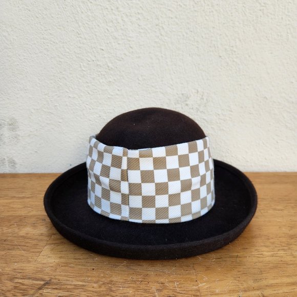 Olivia Latinovich Brown Checkered Bowler Hat - Picture 5 of 7